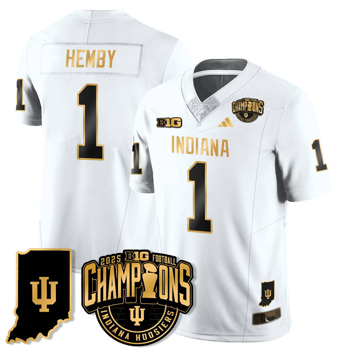 Indiana H Vapor Limited Football Gold Jersey - Big 10 Champions - All Stitched