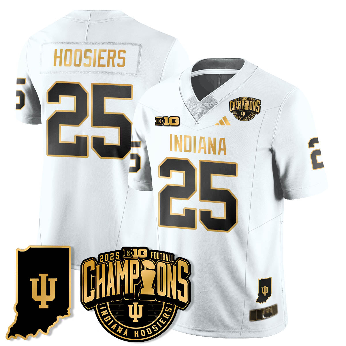 Indiana H Vapor Limited Football Gold Jersey - Big 10 Champions - All Stitched