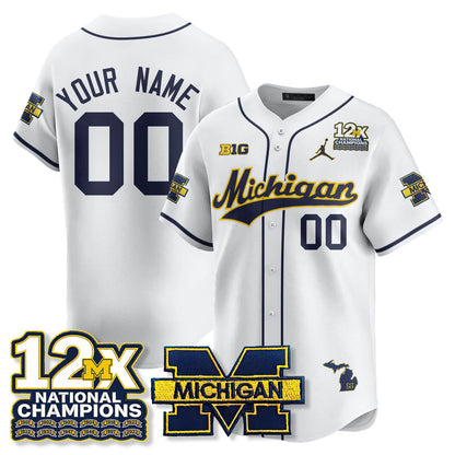 MICH 12x-Time National Champions Baseball Limited Jersey - All Stitched