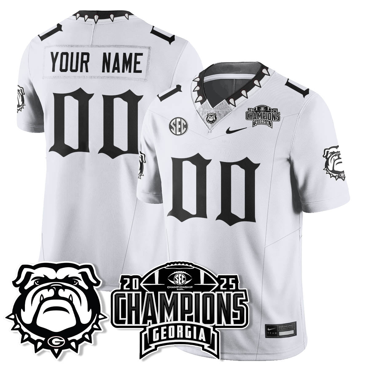 Georgia Bulldogs Gothic Vapor Limited Custom Jersey - SEC Football Champions - All Stitched