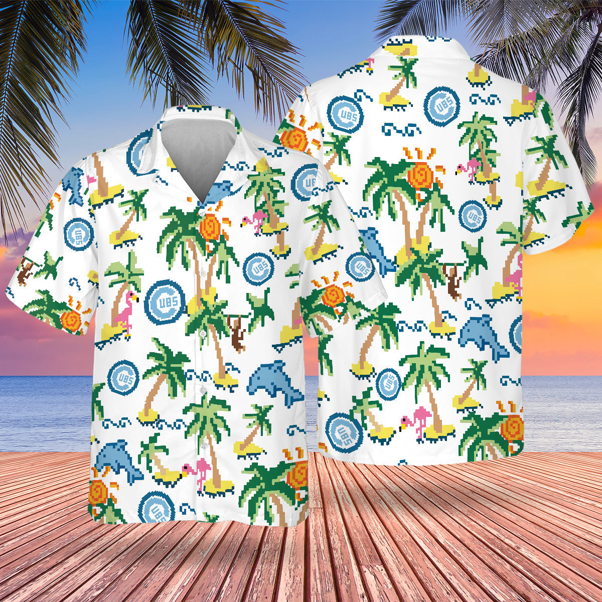 CHC Pixel Hawaiian Design Button Shirt