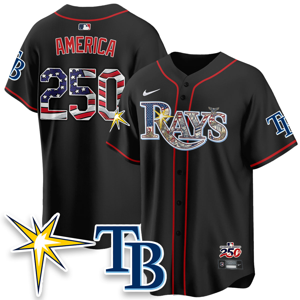 Tampa Bay Rays Independence Day USA 2026 Vapor Limited Jersey - Stitched