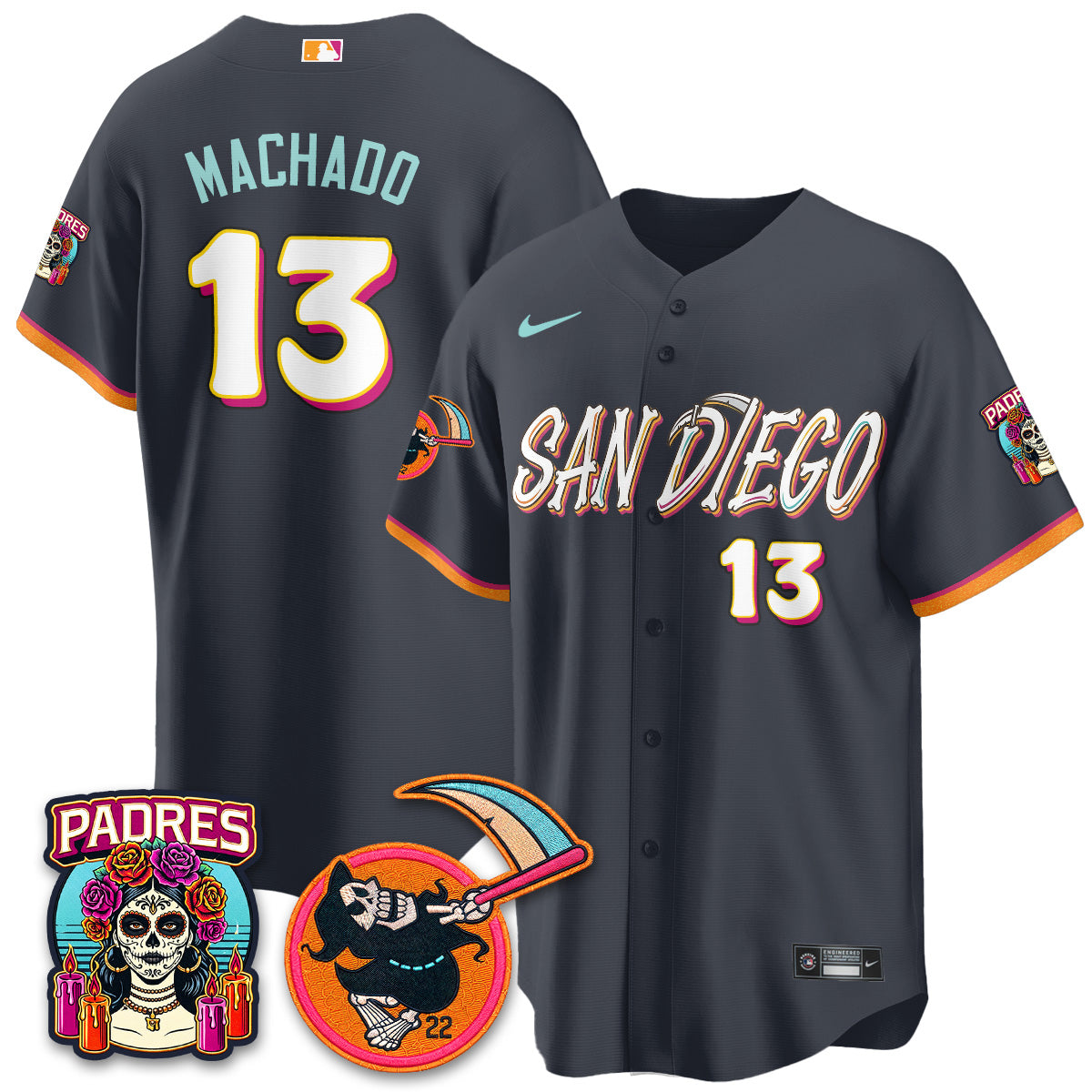 San Diego Padres x Grim Reaper Vapor Jersey - Stitched