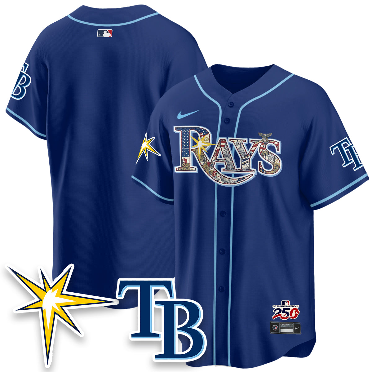 Tampa Bay Rays Independence Day USA 2026 Vapor Limited Jersey - Stitched