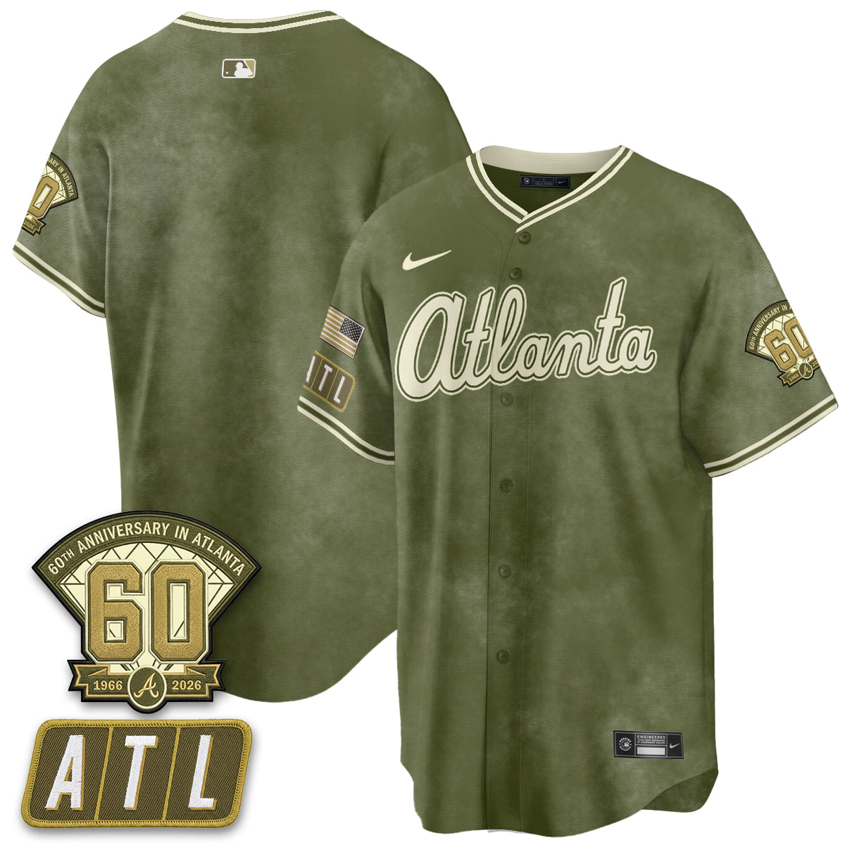ATL New Era Olive 2026 Armed Forces Day Vapor Limited Jersey - All Stitched