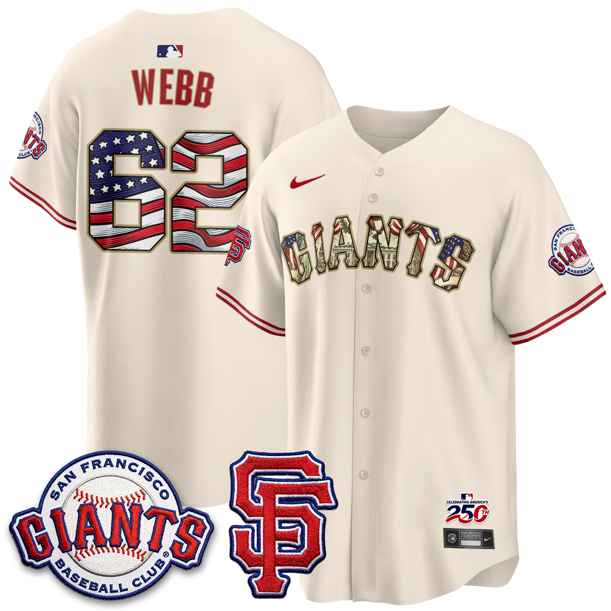 San Francisco Giants2026 Independence Day USA Jersey - All Stitched