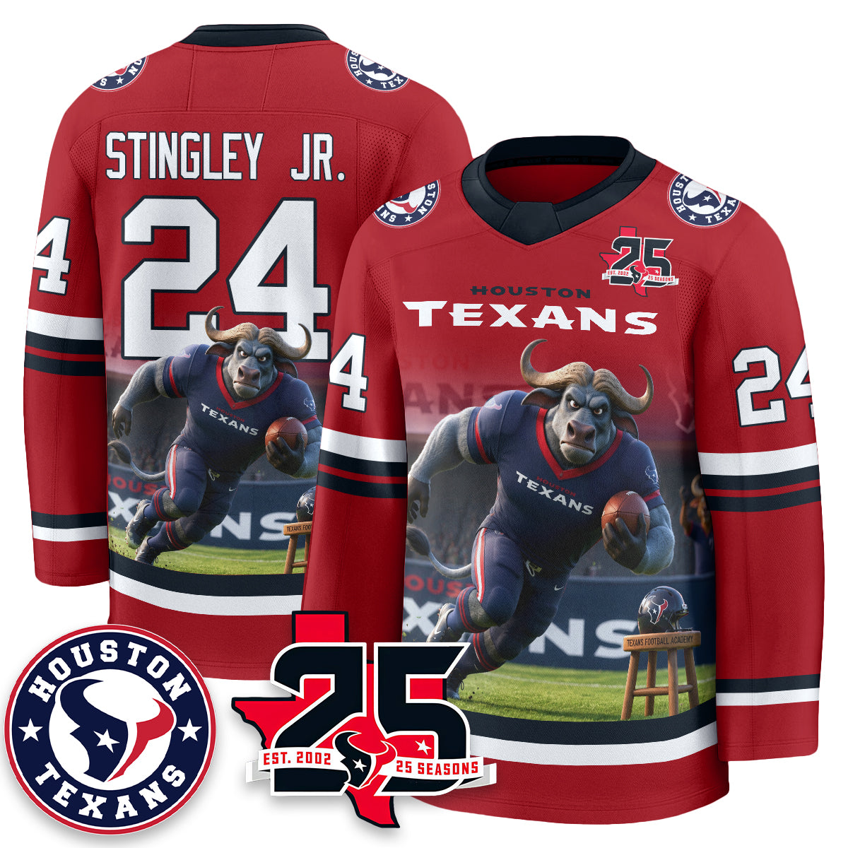 Houston Texans x Bull Chief Edition Hockey Jersey - Printed
