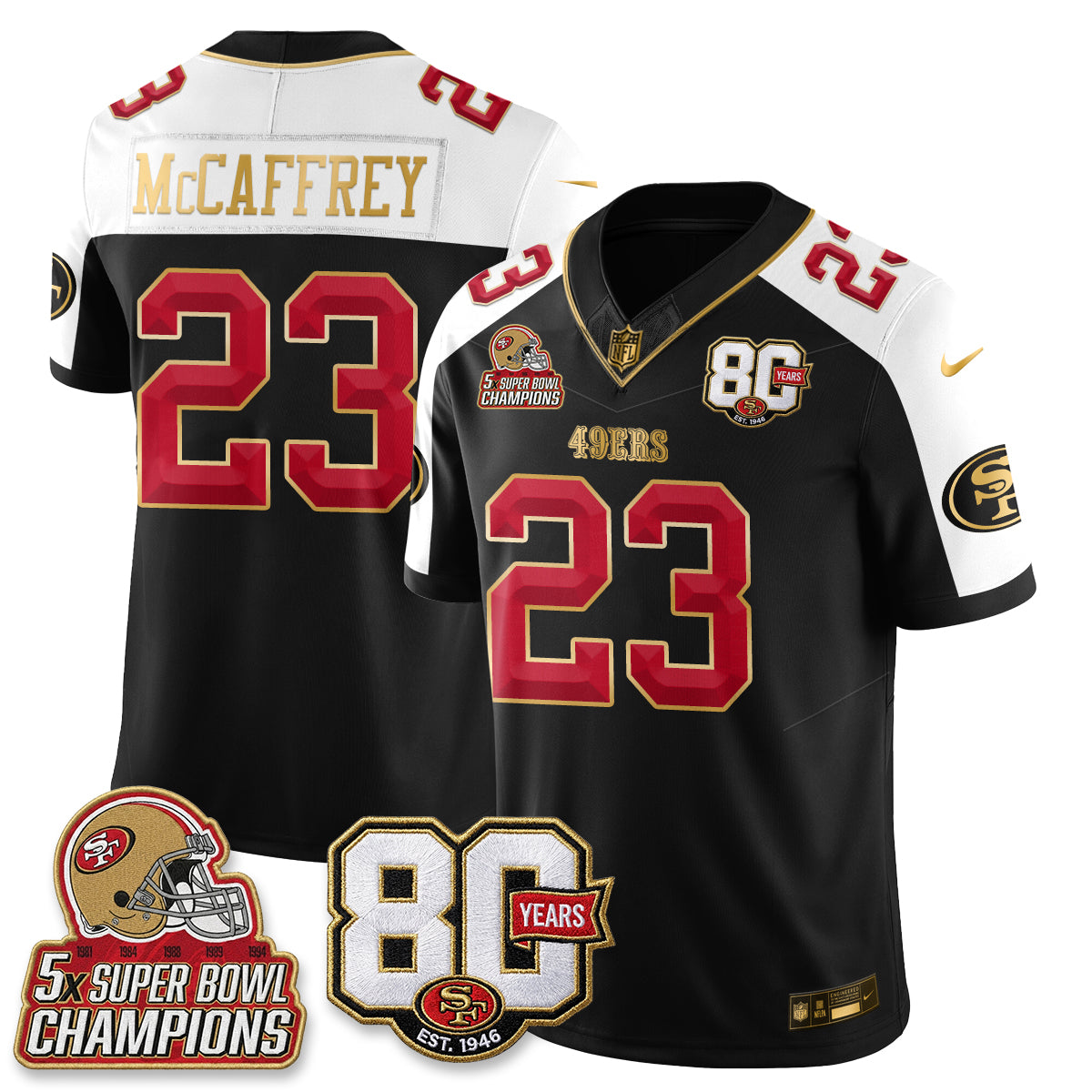 SF 80 Years & 5X Champs Vapor Jersey - Stitched