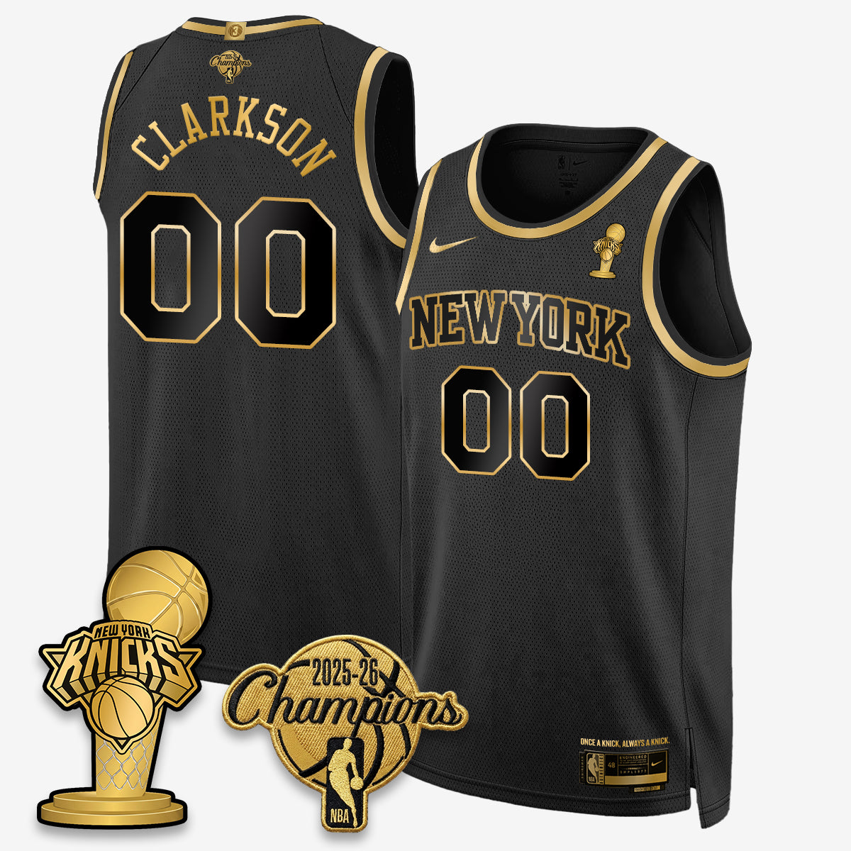 New York Knicks 2026 NBA Champions Gold Edition Vapor Jersey - Stitched