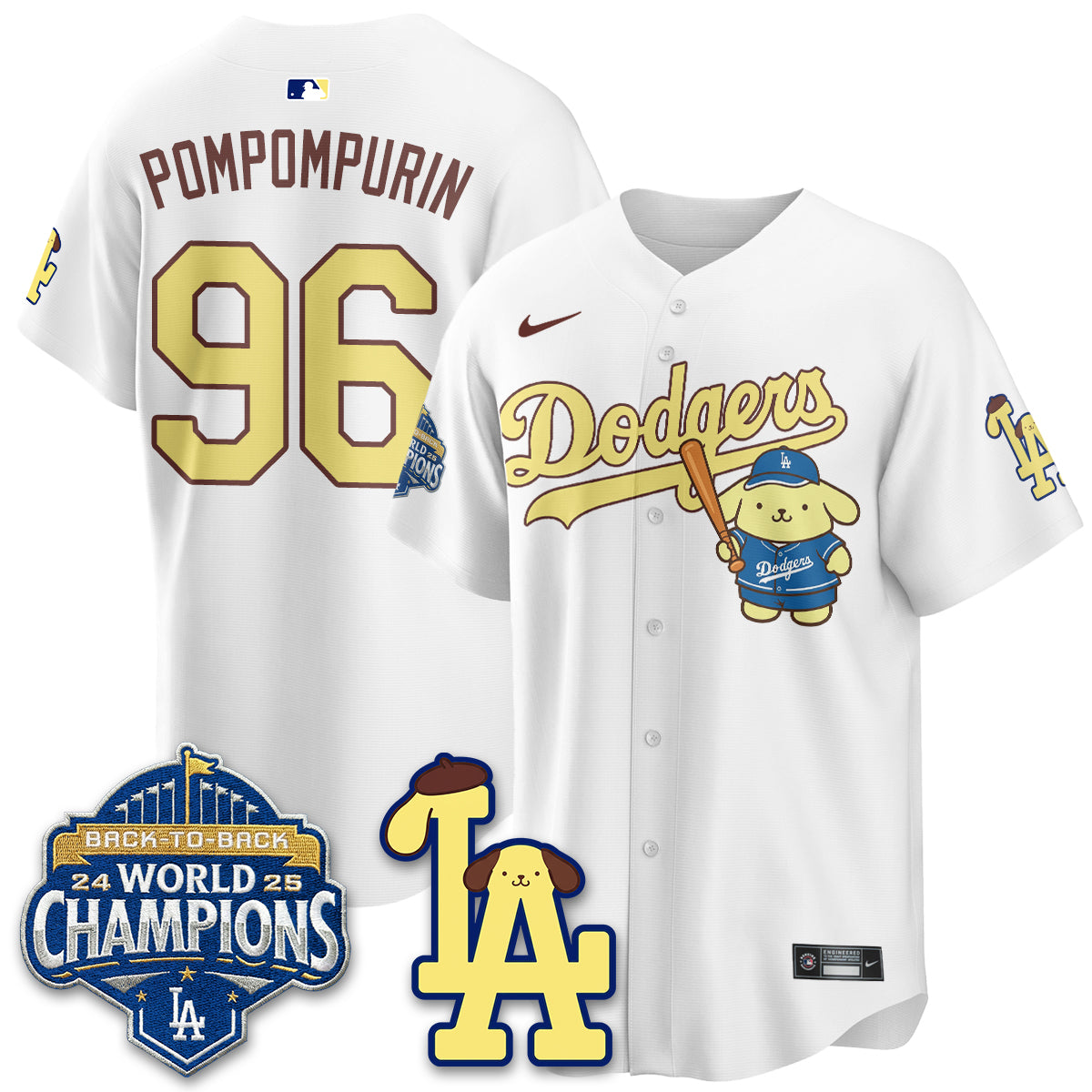 Los Angeles Dodgers Pompompurin Edition Vapor Jersey - Stitched
