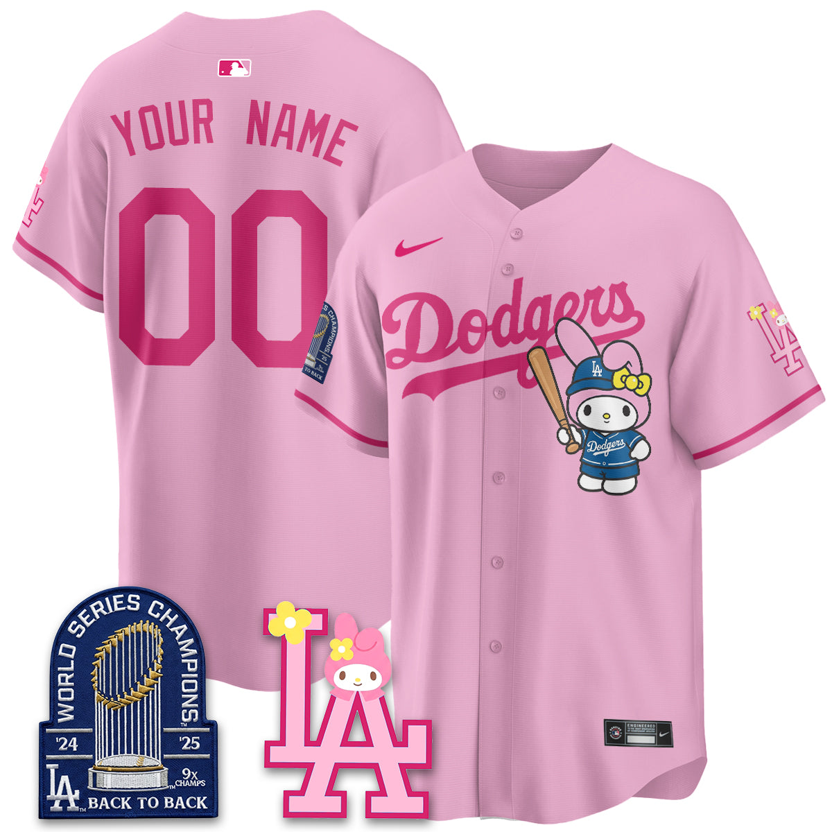 Los Angeles Dodgers My Melody Edition Vapor Custom Jersey - Stitched