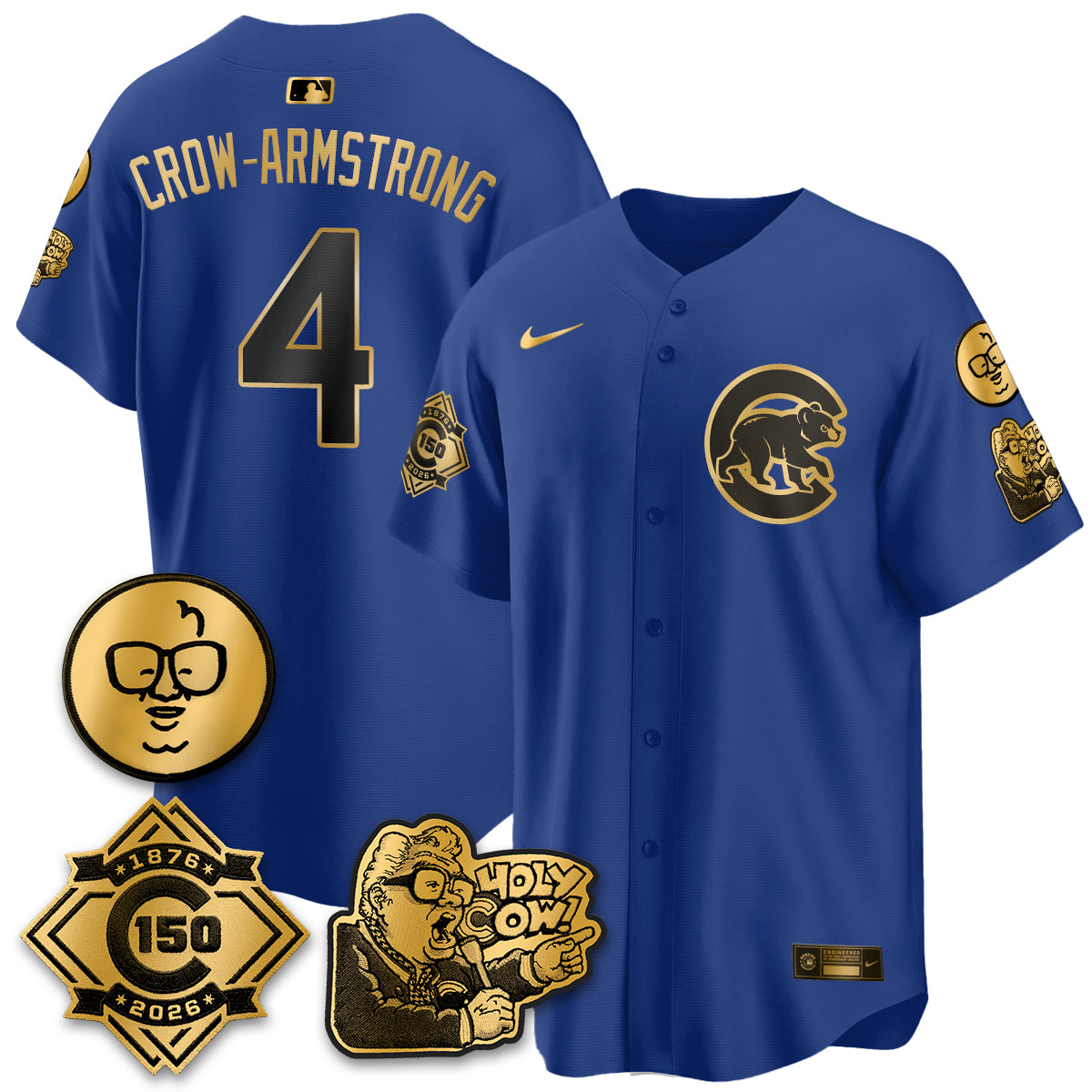 Chicago Cubs 150th Anniversary Harry Caray Holy Cow Vapor Premier Limited Jersey - All Stitched V3