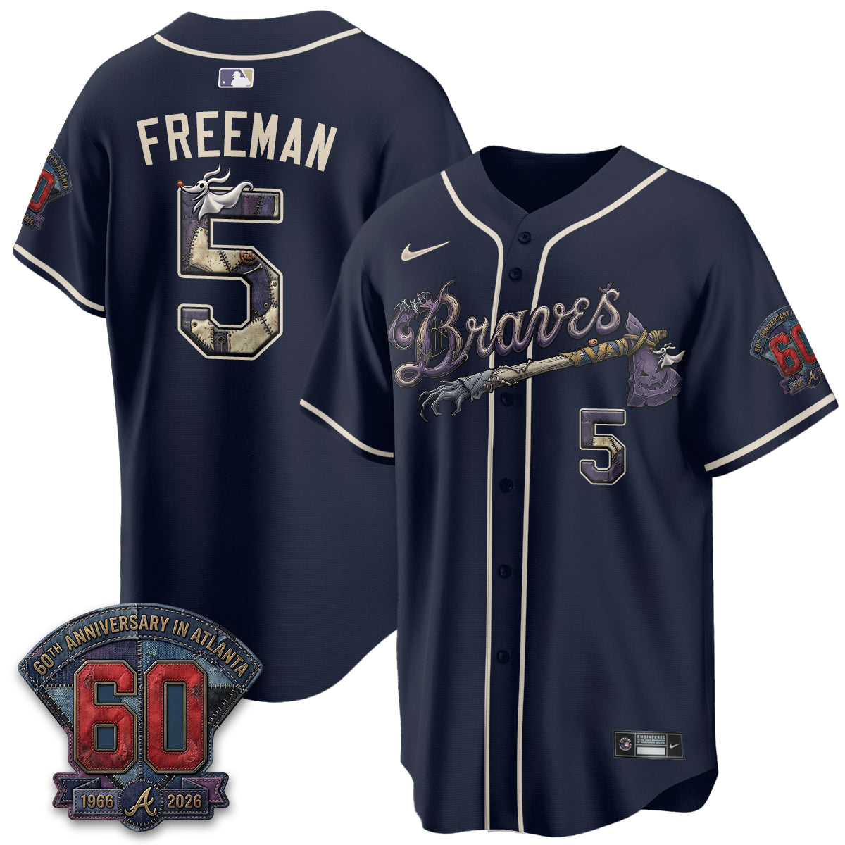 Atlanta Braves Nightmare Edition Vapor Jersey - Stitched