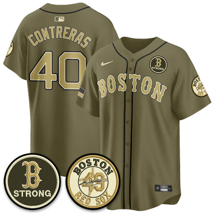 BOS New Era Olive 2026 Armed Forces Day Jersey - All Stitched