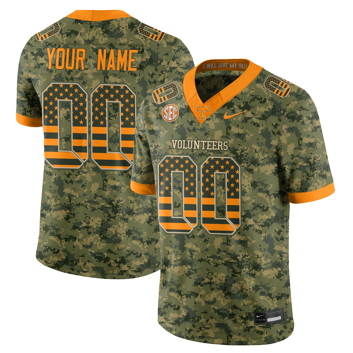 TENN 2026 Camouflage Edition Vapor Custom Jersey - Stitched