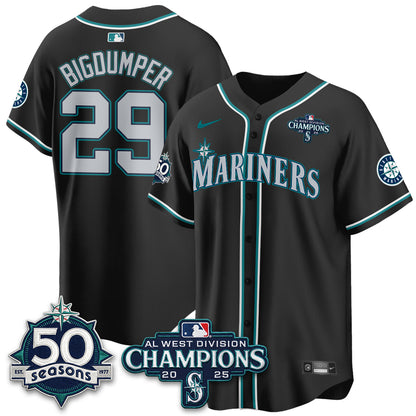 Seattle Mariners 50th Anniversary Black Out Style Vapor Premier Limited Jersey - All Stitched