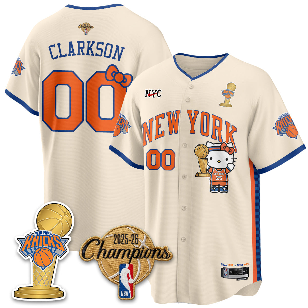 NYK 2026 NBA Champions x Meow Kitty Vapor Jersey - Stitched-NHM