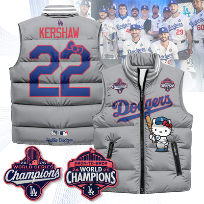Los Angeles Dodgers Meow KT Edition Unisex Puffer Vest - Printed