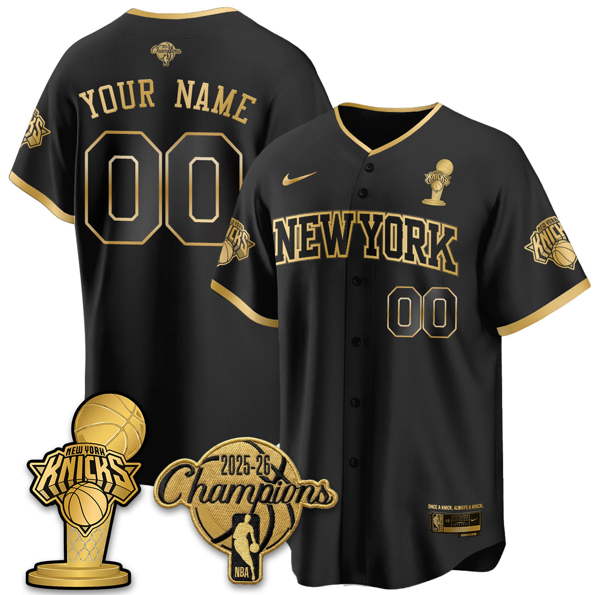 NYK 2026 NBA Champions Vapor Custom Jersey - Stitched