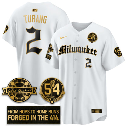 MIL Bob Uecker Patch Vapor Premier Limited Jersey - Gothic Edition - All Stitched