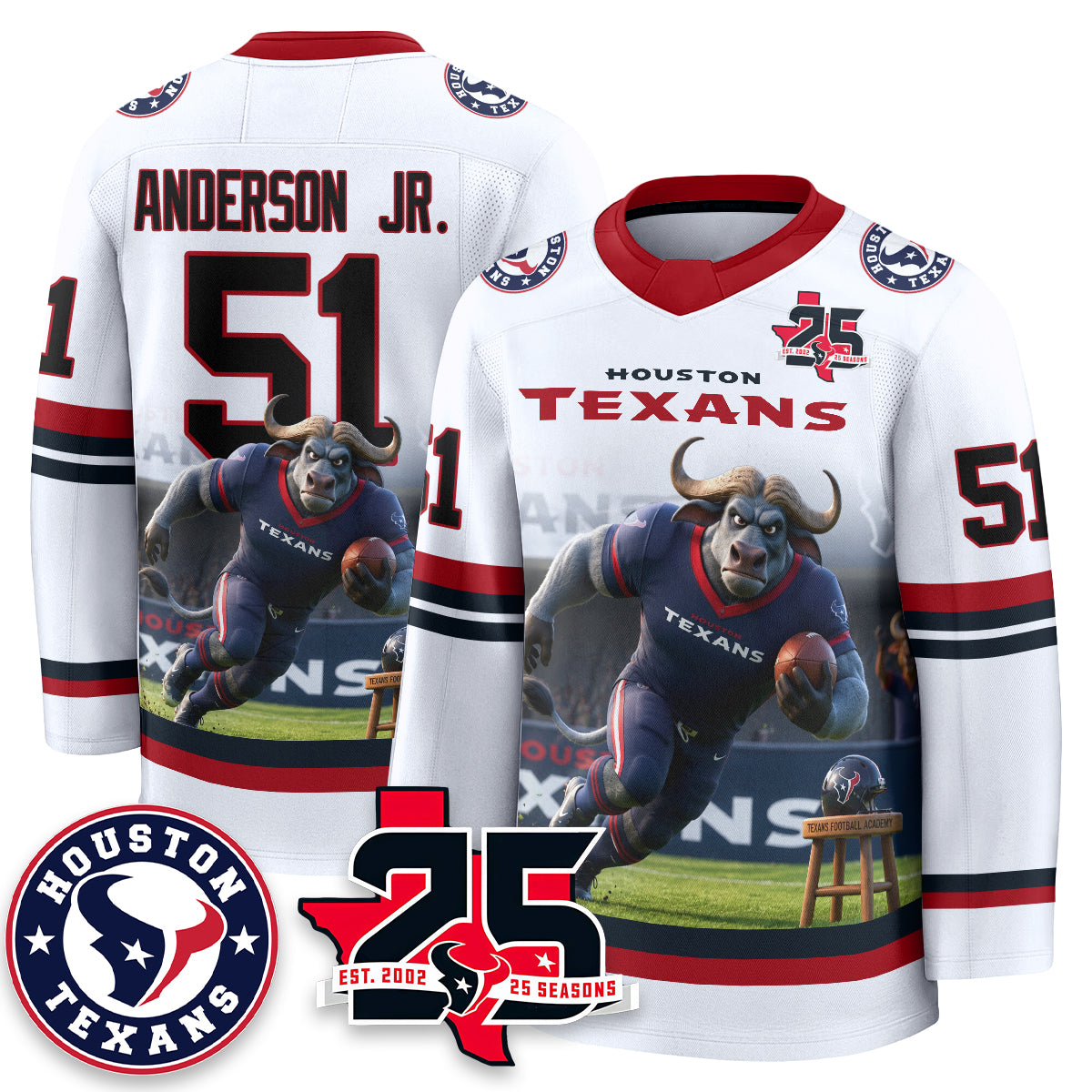 Houston Texans x Bull Chief Edition Hockey Jersey - Printed