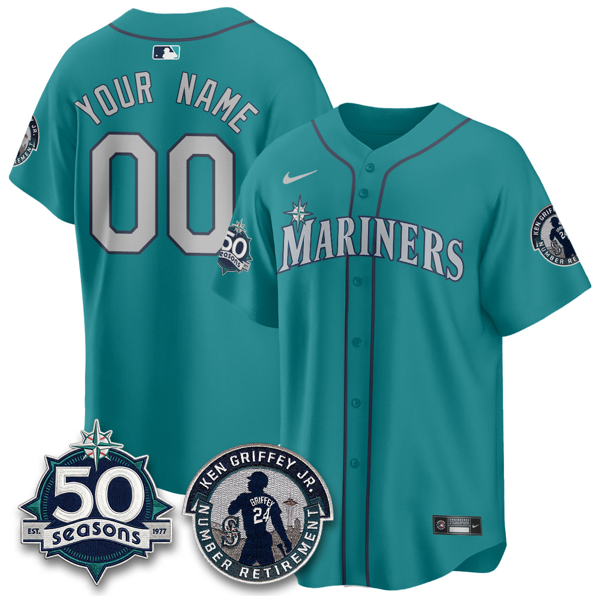 SEA Ken Griffey Jr. Patch Vapor Premier Limited Custom Jersey - All Stitched