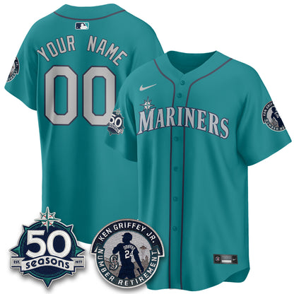 SEA Ken Griffey Jr. Patch Vapor Premier Limited Custom Jersey - All Stitched