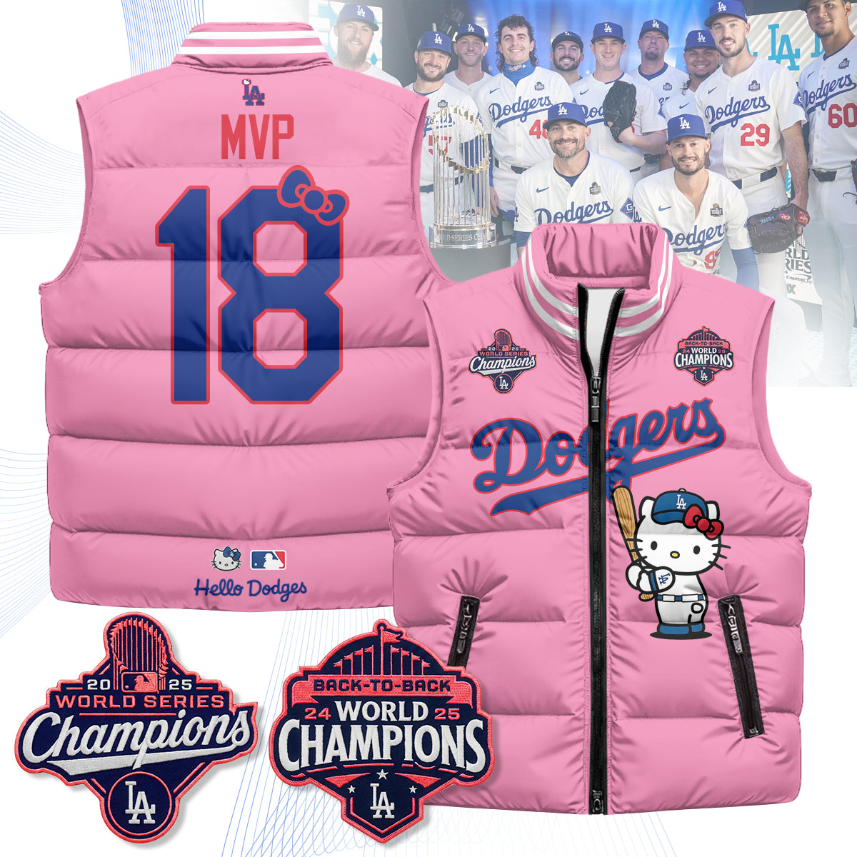 Los Angeles Dodgers Meow KT Edition Unisex Puffer Vest - Printed