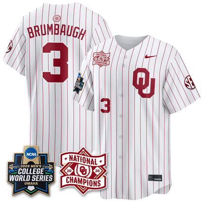 Oklahoma Sooners 2026 NCAA Baseball Men's College World Series Champions Vapor Jersey - Stitched