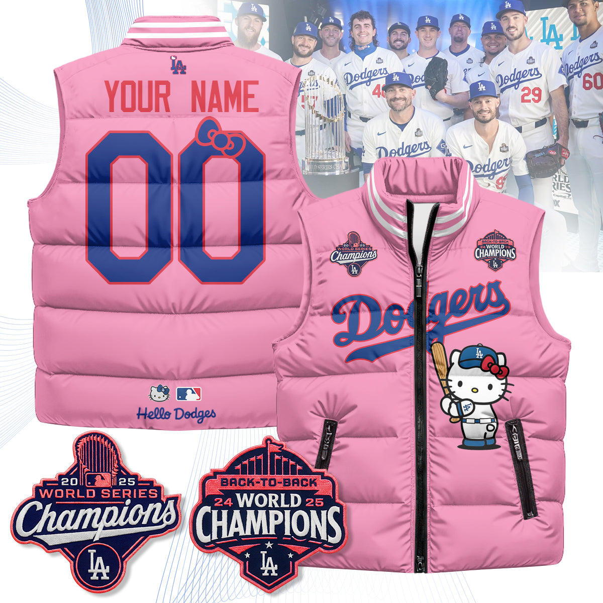Los Angeles Dodgers Meow KT Edition Unisex Custom Puffer Vest - Printed