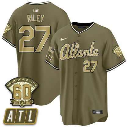 ATL New Era Olive 2026 Armed Forces Day Vapor Limited Jersey - All Stitched