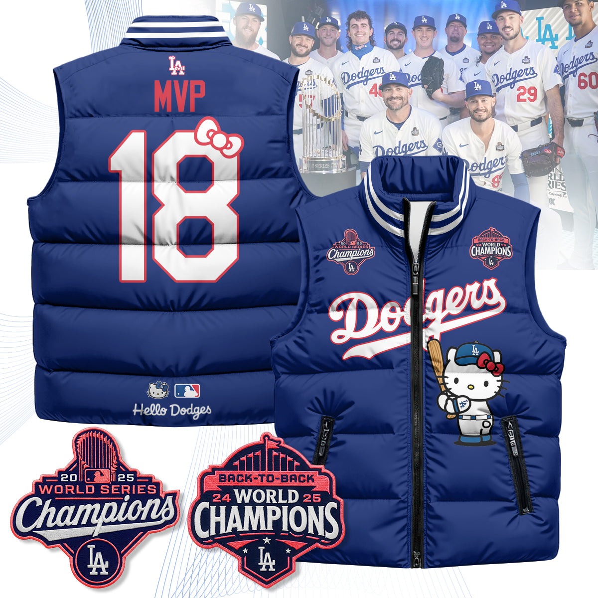 Los Angeles Dodgers Meow KT Edition Unisex Puffer Vest - Printed
