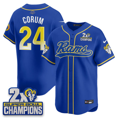 LAR 2X Champs Rivalries Baseball Vapor Jersey - Stitched