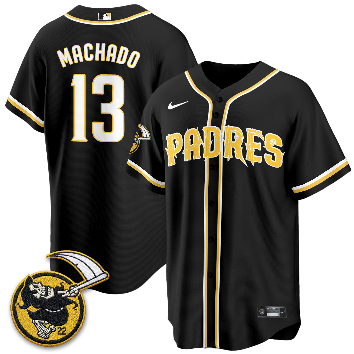 San Diego Padres x Grim Reaper Vapor Jersey - Stitched
