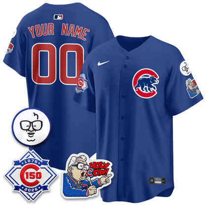 Chicago Cubs 150th Anniversary Harry Caray Holy Cow Vapor Premier Limited Custom Jersey - All Stitched V2