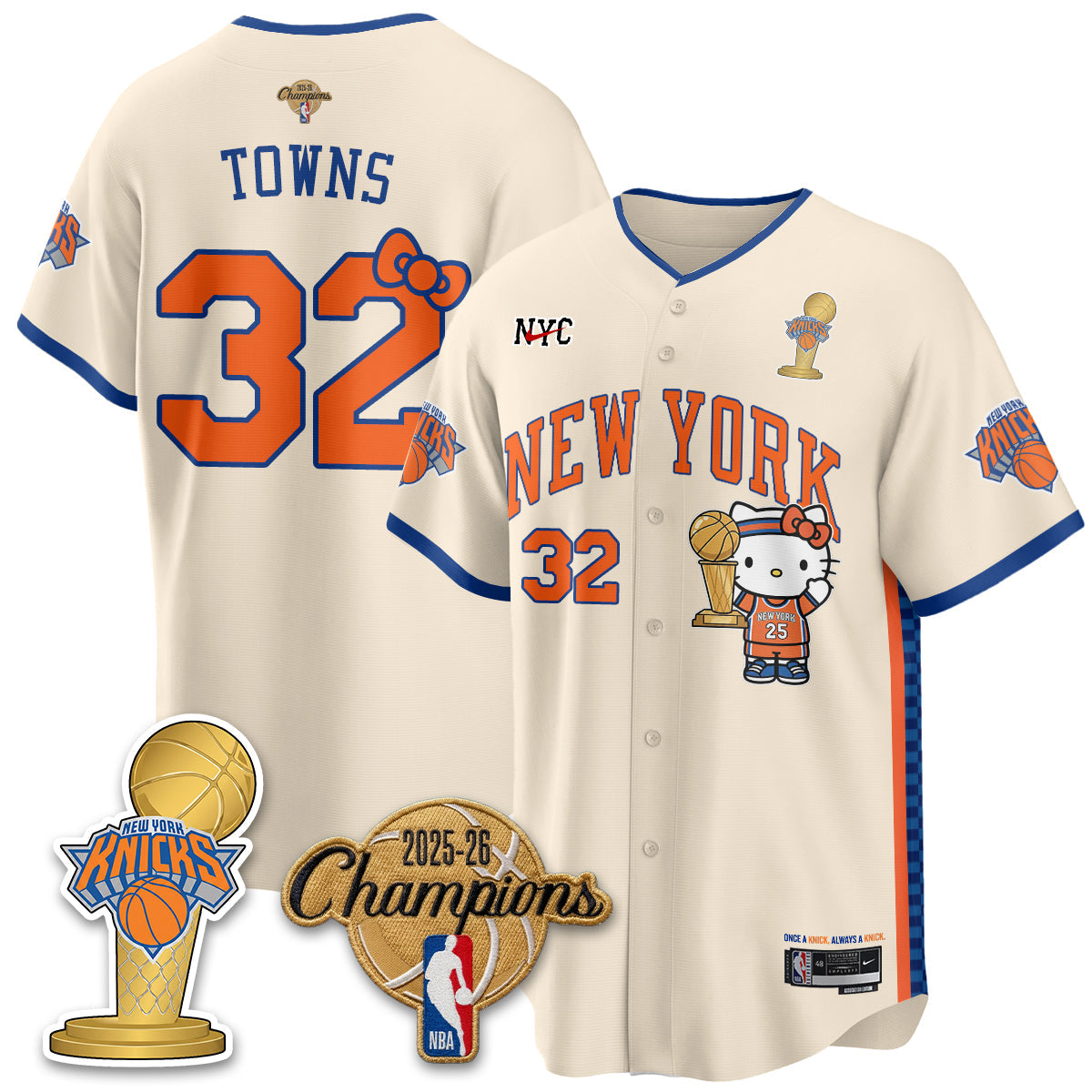 NYK 2026 NBA Champions x Meow Kitty Vapor Jersey - Stitched-NHM