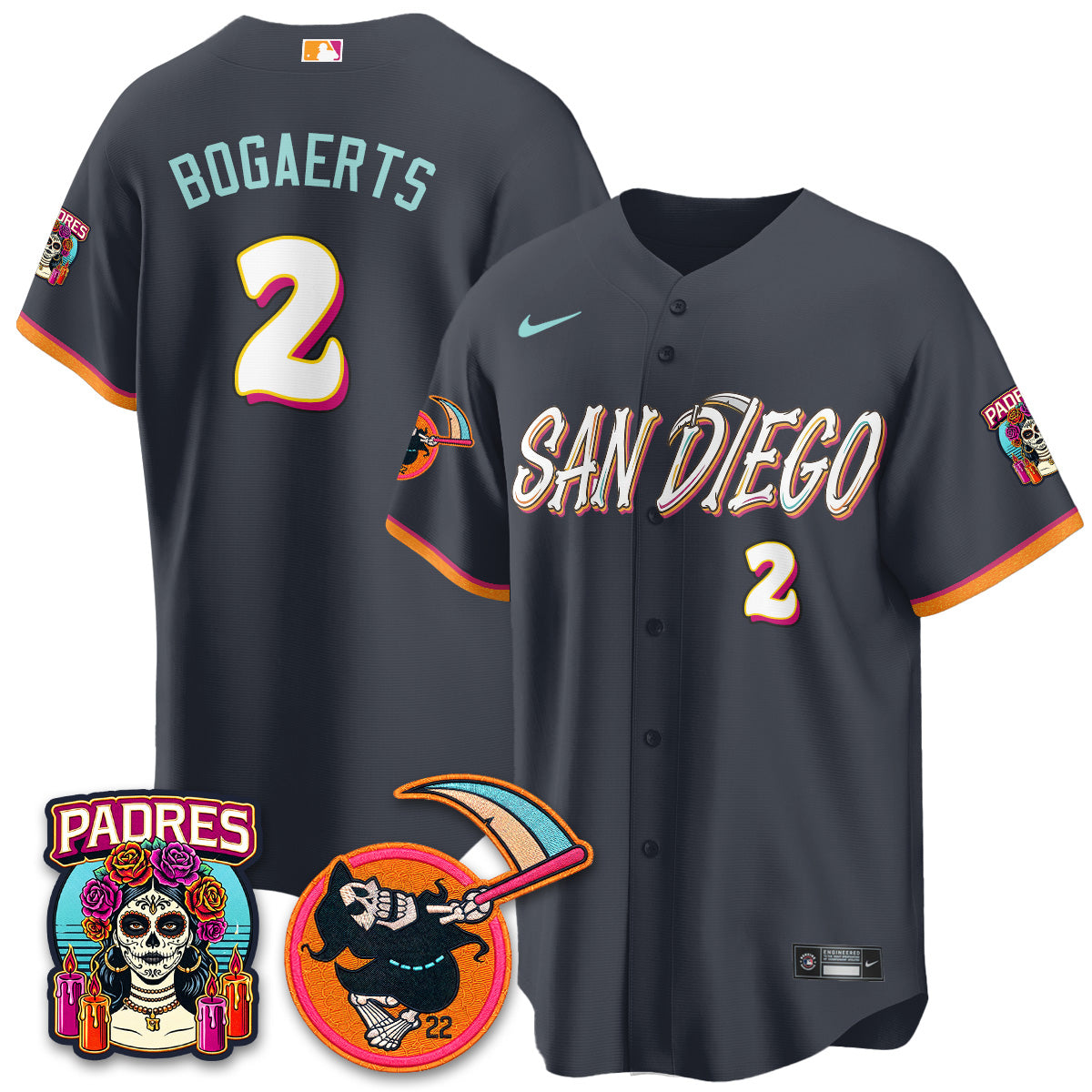 San Diego Padres x Grim Reaper Vapor Jersey - Stitched