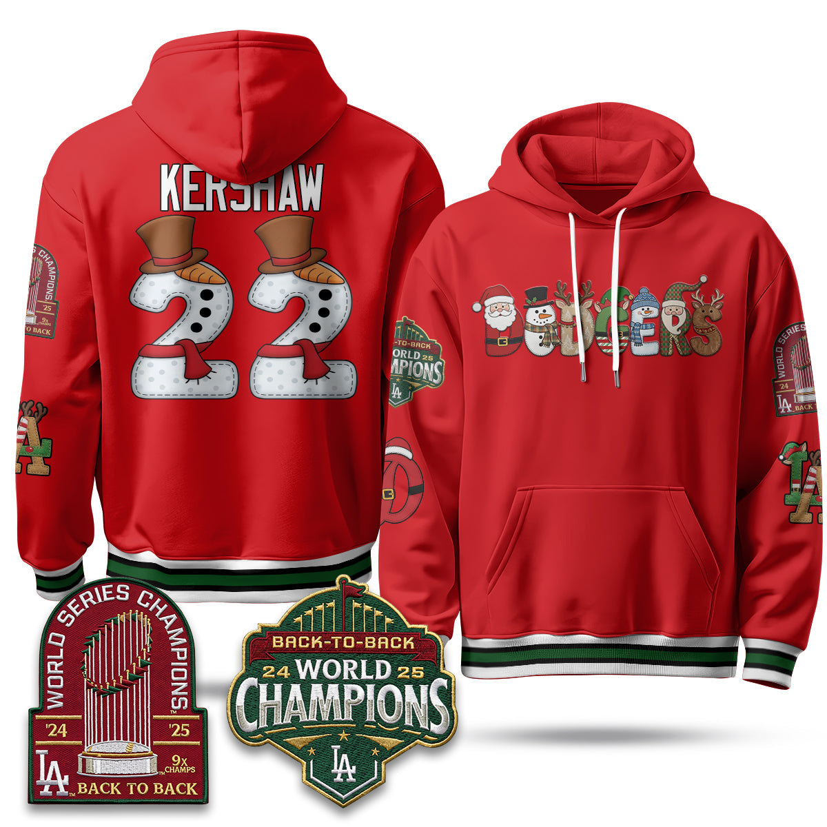 Los Angeles Dodgers 2026 Xmas Edition Hoodie - Stitched
