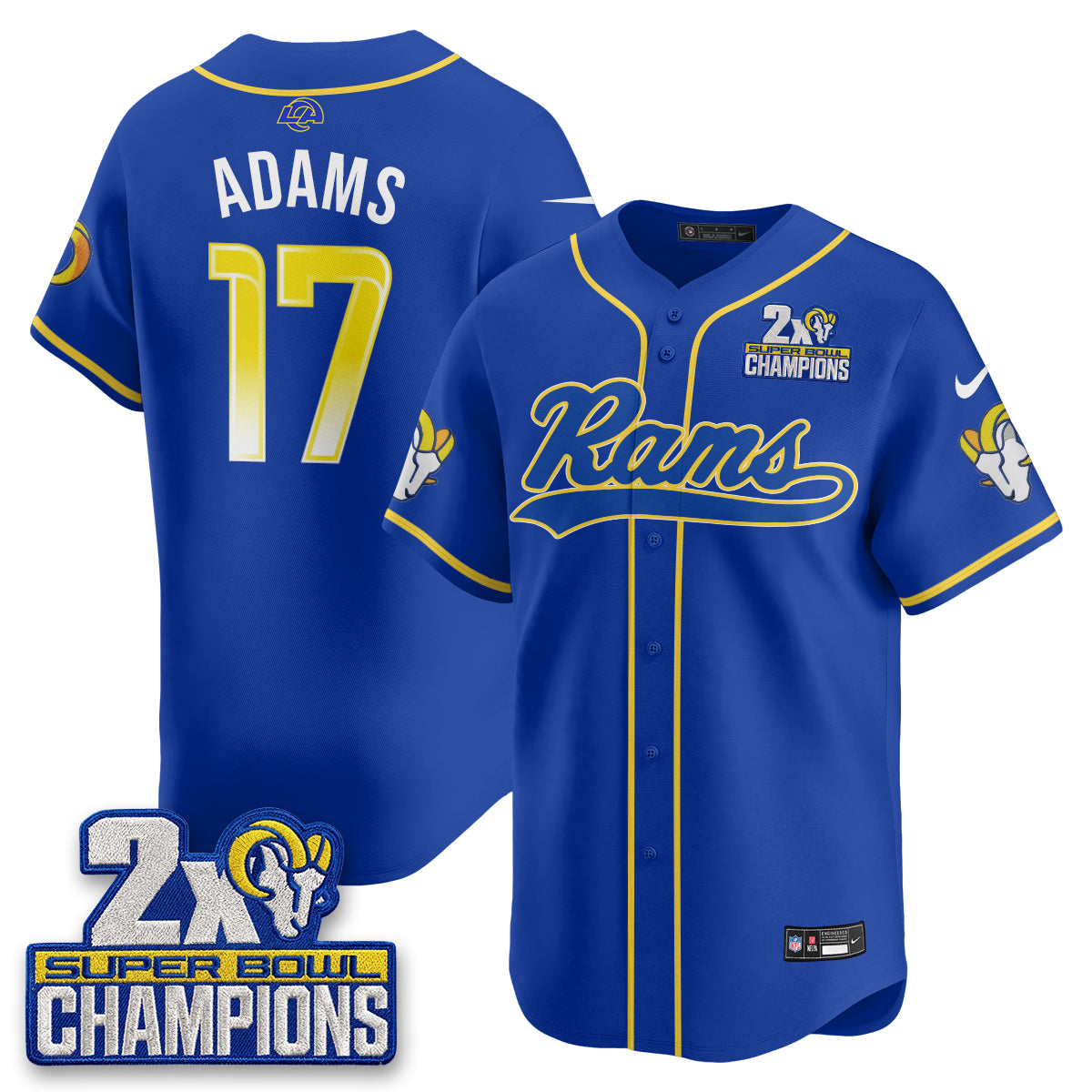 LAR 2X Champs Rivalries Baseball Vapor Jersey - Stitched
