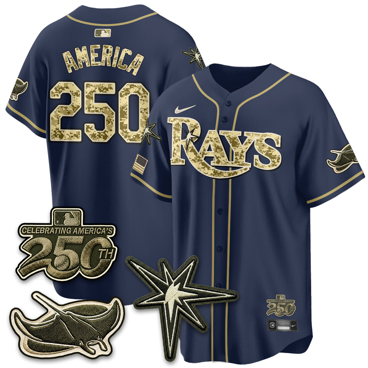 Tampa Bay Rays 2026 Armed Forces Day Jersey V2 - Stitched