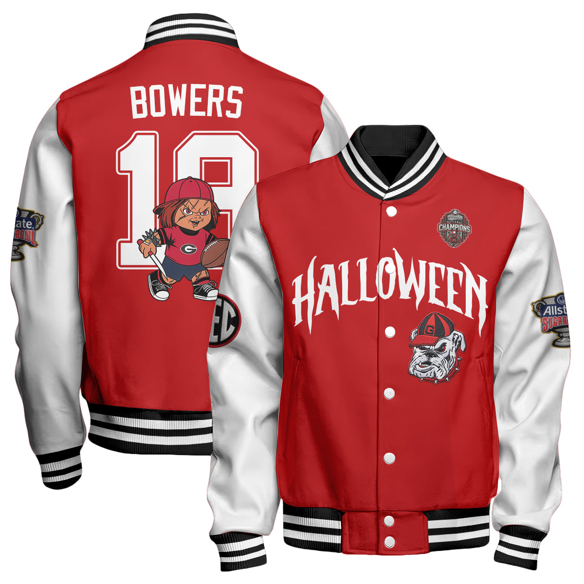 GB x Killer Doll Horror Movie Halloween 2026 Edition Baseball Jacket - Printed