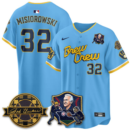 MIL Bob Uecker - 54 Seasons for Brewers' Vapor Limited Gold Jersey - All Stitched