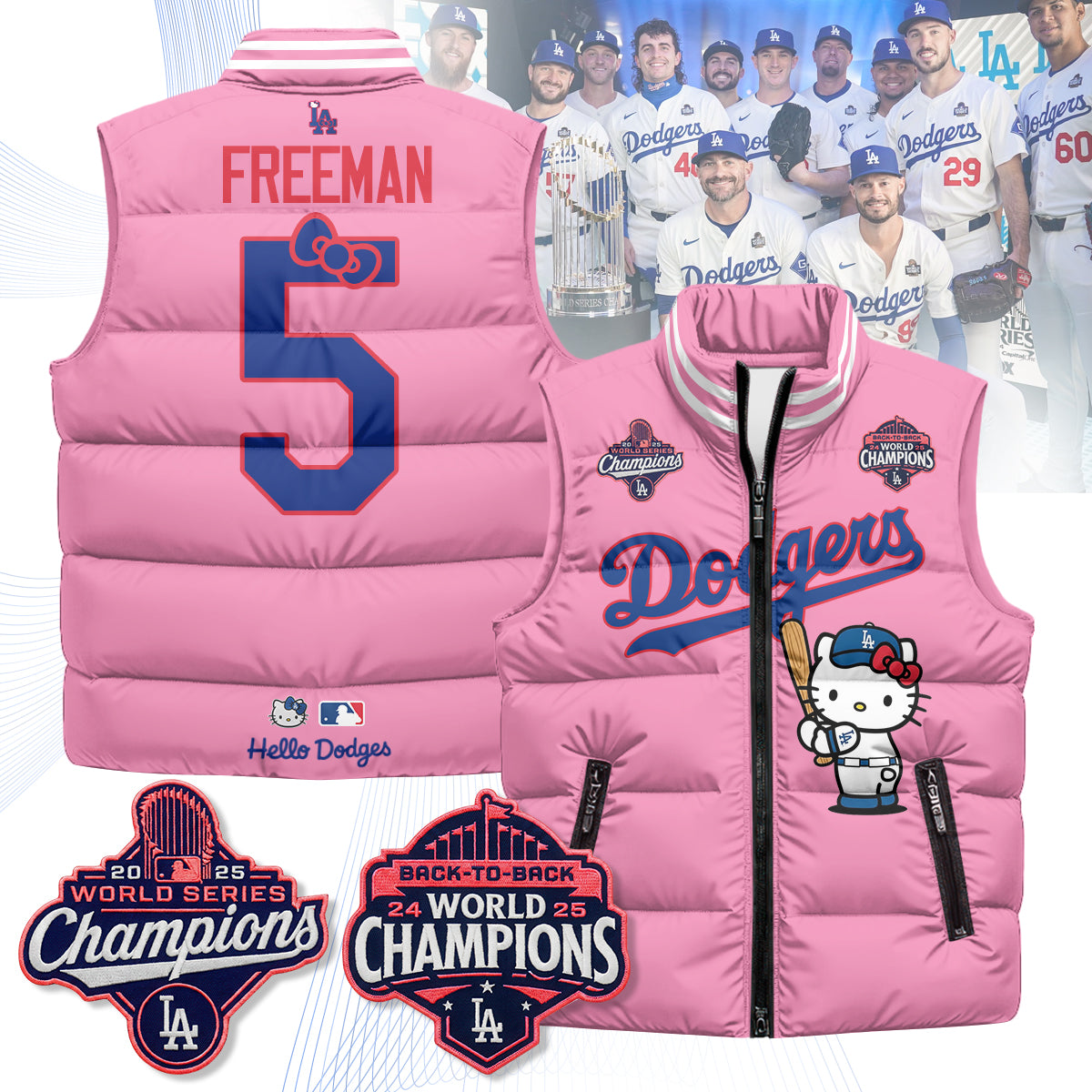 Los Angeles Dodgers Meow KT Edition Unisex Puffer Vest - Printed