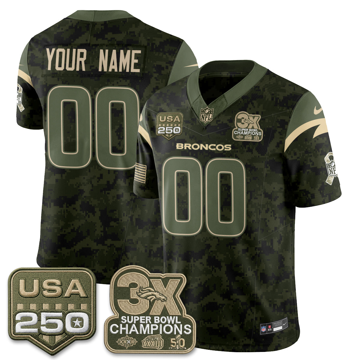 DEN 2026 Salute to Service Edition Vapor Custom Jersey - Stitched