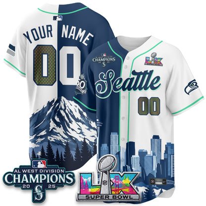 Seattle City Mariners x Seahawks Edition Vapor Custom Jersey - Printed