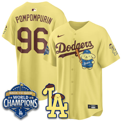Los Angeles Dodgers Pompompurin Edition Vapor Jersey - Stitched
