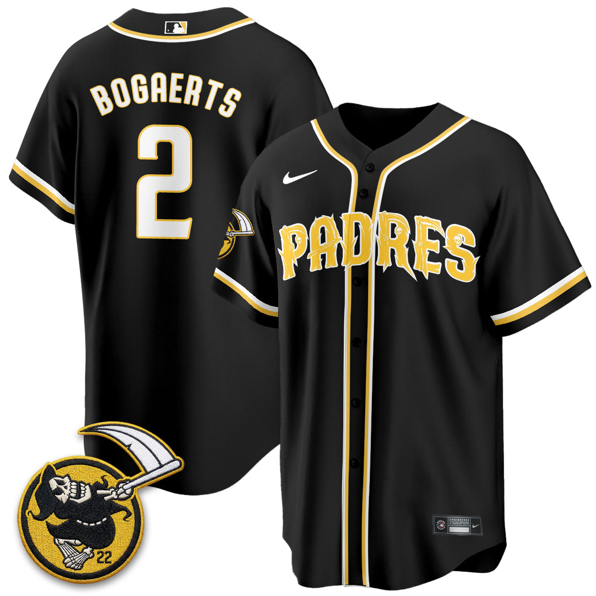 San Diego Padres x Grim Reaper Vapor Jersey - Stitched