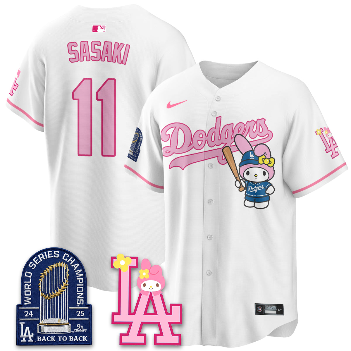 Los Angeles Dodgers My Melody Edition Vapor Jersey - Stitched