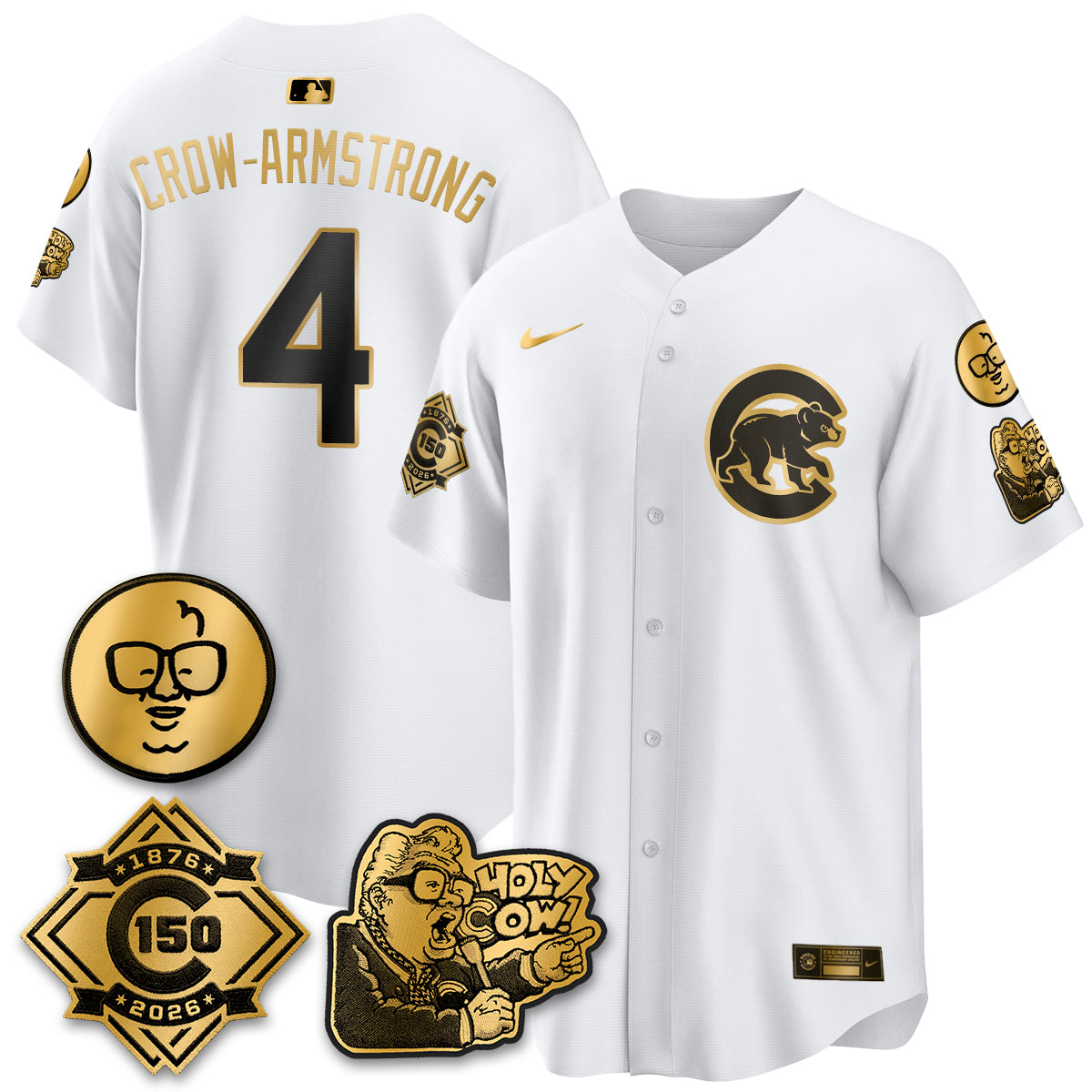 Chicago Cubs 150th Anniversary Harry Caray Holy Cow Vapor Premier Limited Jersey - All Stitched V3