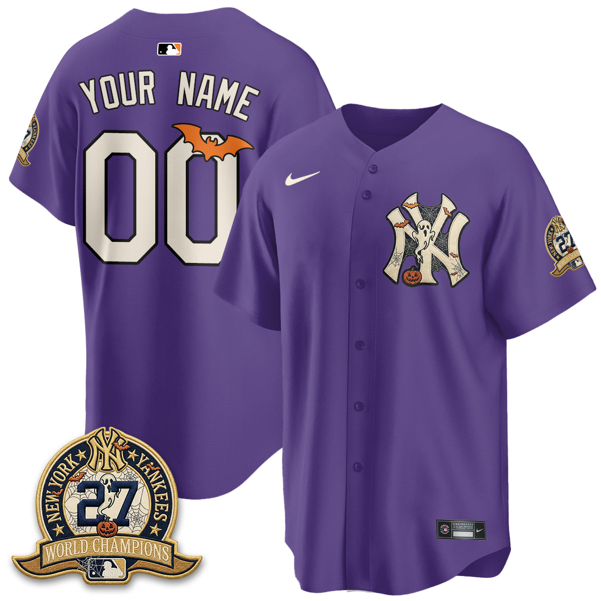 New York Yankees Halloween 2026 Vapor Limited Custom Jersey - Stitched